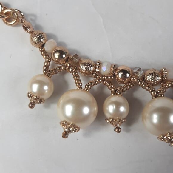 Dillard's Gold & Pearl Beaded Bib Necklace - Picture 2 of 7